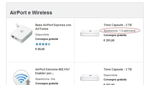 Anche le Time Capsule scarseggiano, nuove versioni  in arrivo?
