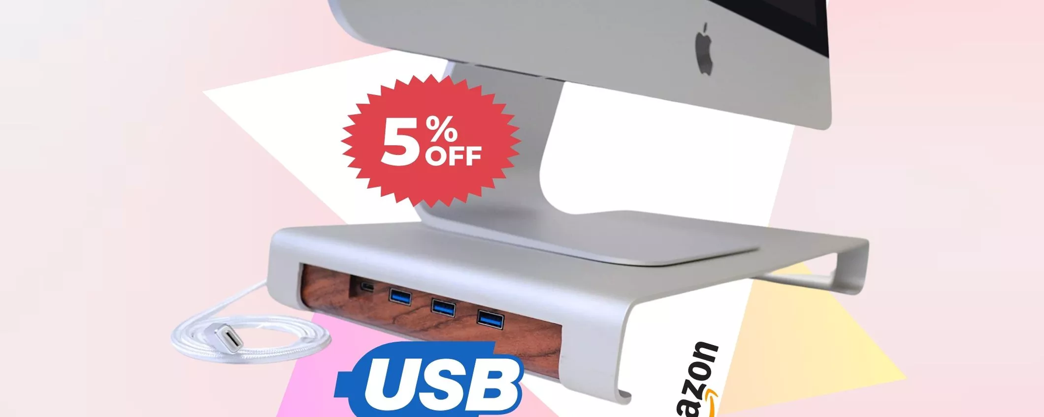 L'UNICO stand per iMac con 4 porte USB incorporate, oggi in sconto!