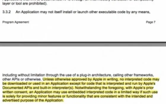 Sezione 3.2.2 della SDK: Apple ci ripensa