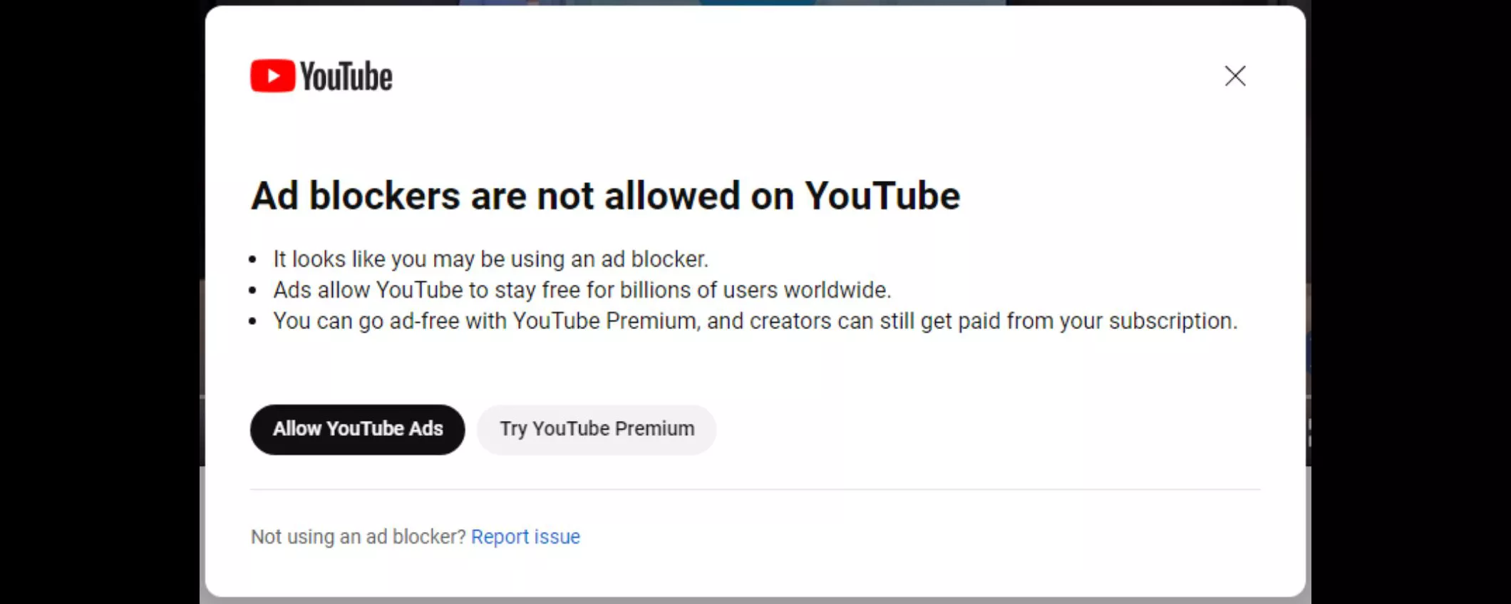 YouTube prova a disabilitare i video per gli utenti che usano gli ad blocker