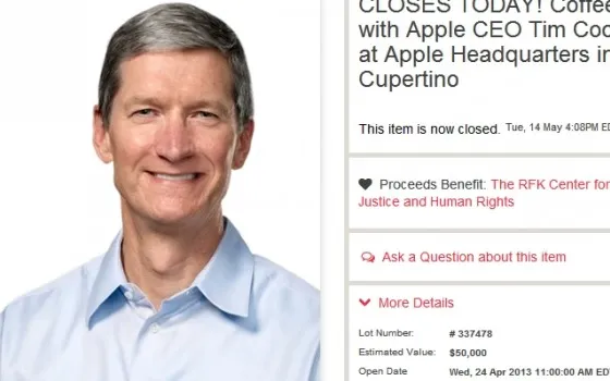 Un caffè con Tim Cook: l'asta si chiude a un prezzo esorbitante