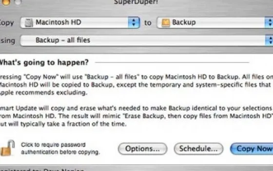 SuperDuper!, un tool per i backup rapido e affidabile