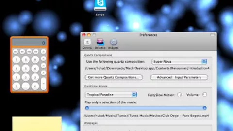 Mach Desktop porta Quartz Composition, filmati Quicktime, widget e pagine web sul desktop