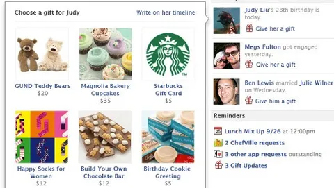 Facebook Regali arriva in Italia