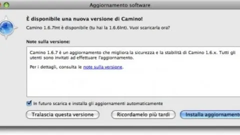 Camino 1.6.7 risolve alcuni bug di sicurezza