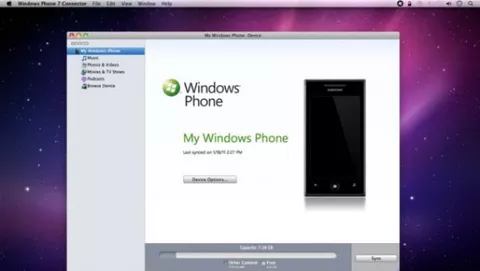 Windows Phone 7 Connector interfaccia Windows Phone con Mac