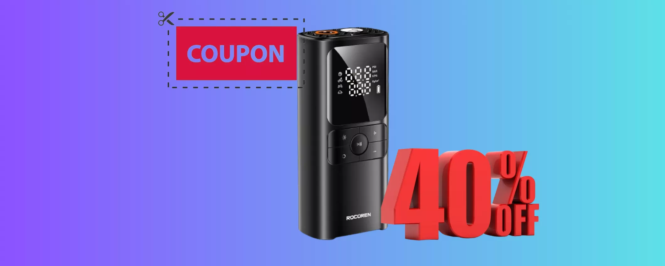 Mini Compressore ad aria PORTATILE a SOLI 23 EURO: applica il MEGA COUPON