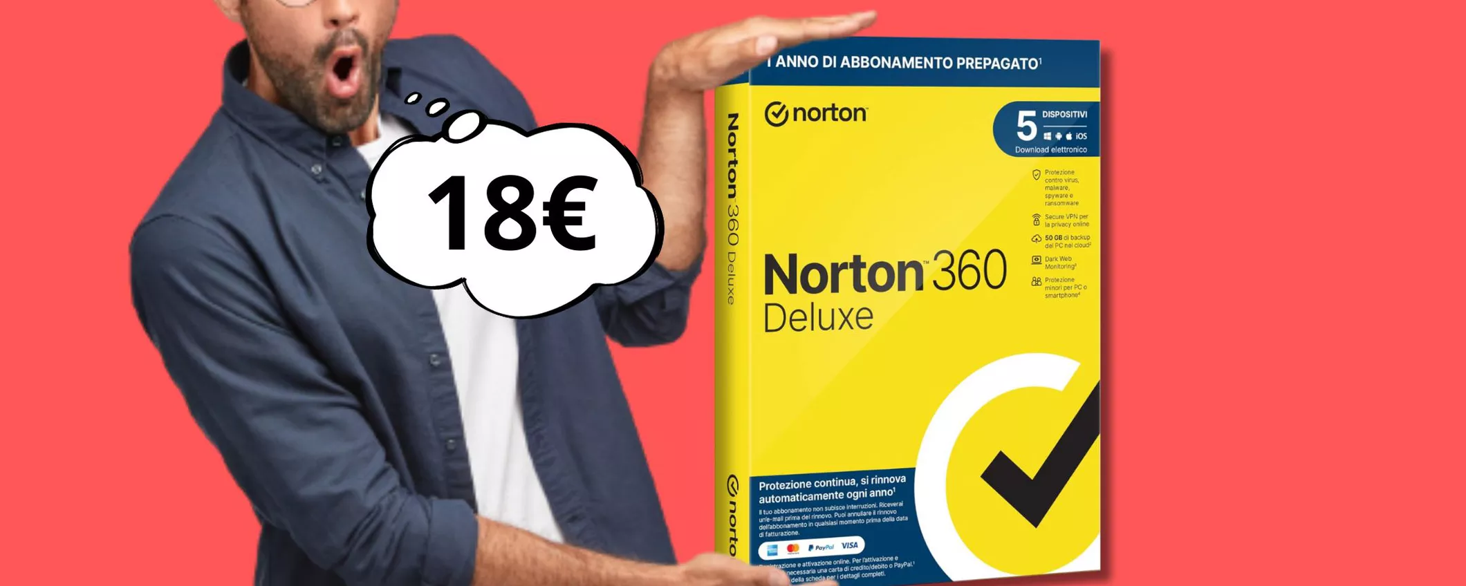 OFFERTA BOMBA: Antivirus Norton 360 Deluxe 2024 per 5 dispositivi a soli 18 euro! Proteggiti ORA