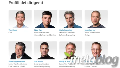 Jonathan Ive sparisce dalla pagina dei dirigenti Apple