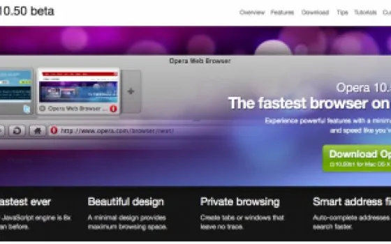 Rilasciata la prima beta di Opera 10.5