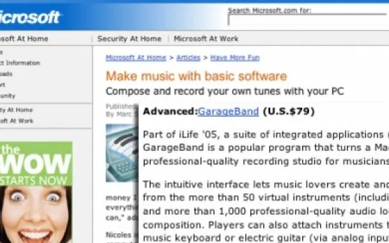 Per la musica usate GarageBand. Parola di Microsoft