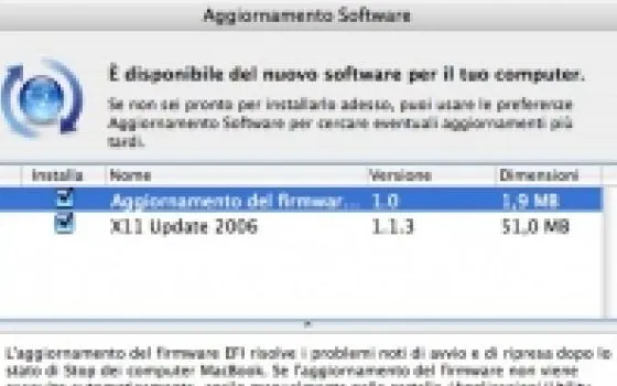 Aggiornamenti su Software Update