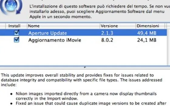 Aggiornati Aperture 2 e iMovie '09