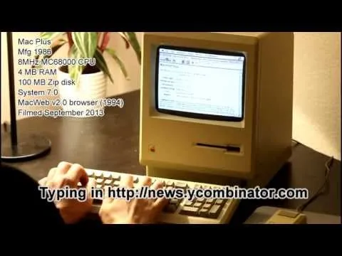 Mac Plus surfing the web