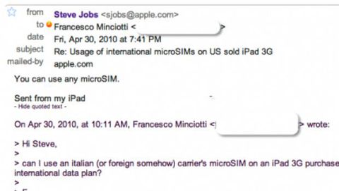 Steve Jobs risponde alla mail di un cliente italiano
