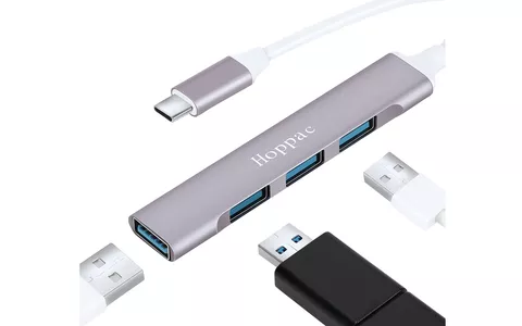 Compatto Hub USB-C 4 in 1, tante porte a soli 7€ con spedizioni
