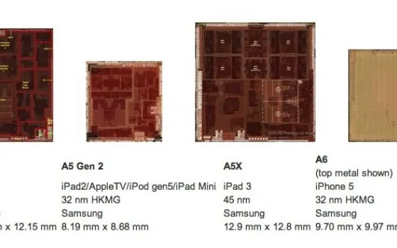 Uno sguardo da vicino al chip Samsung A5 dell'iPad mini