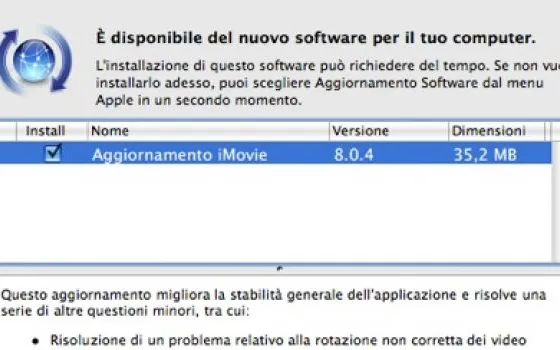 Aggiornamento per iMovie '09