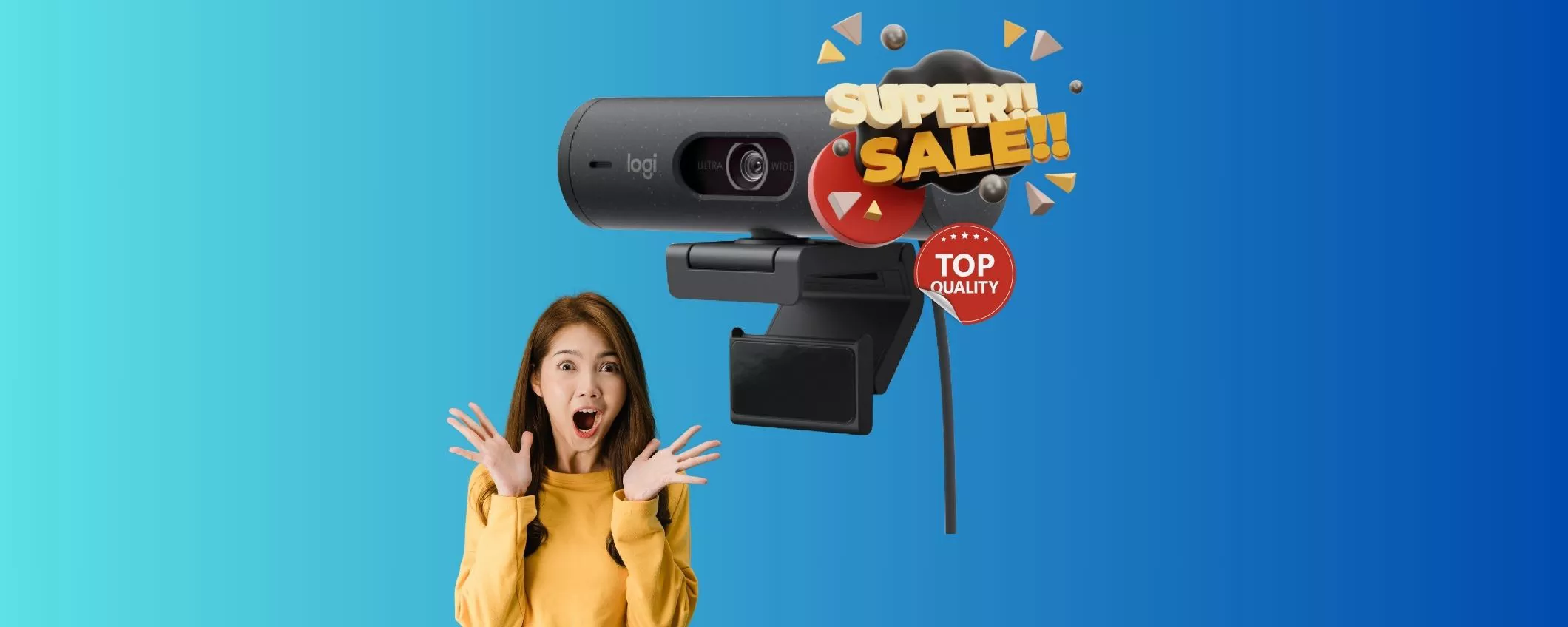 Logitech Brio 500: webcam in SCONTO Amazon!