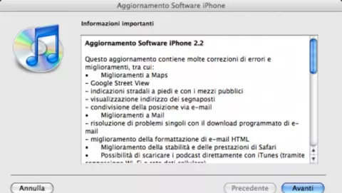 Disponibile Aggiornamento Software iPhone 2.2