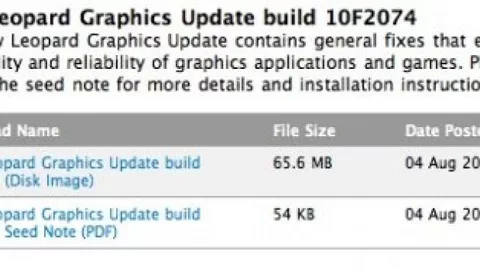 Apple invia agli sviluppatori Snow Leopard Graphics Update