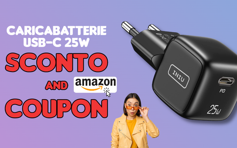 Caricabatterie USB-C 25W a meno di 9€ su Amazon con Sconto e Coupon!