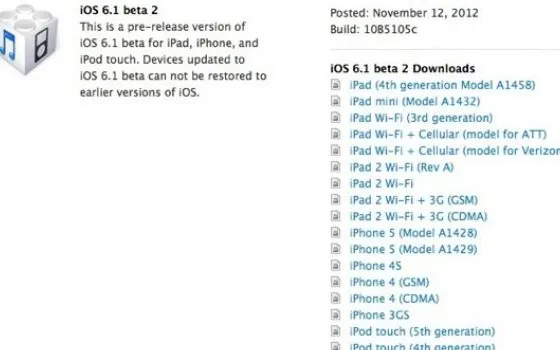 Apple invia la seconda beta di iOS 6.1 agli sviluppatori