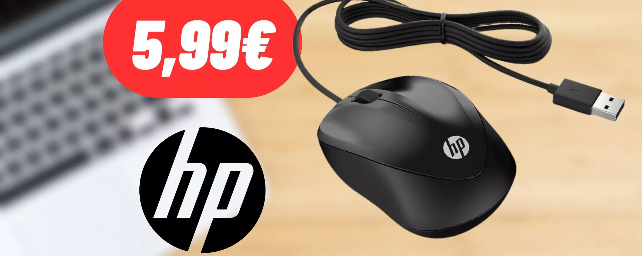 Mouse HP preciso, cablato ed elegante: PREZZO RIDICOLO