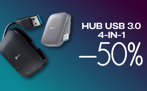 Hub USB 3.0 4-in-1 al 50% su Amazon: l'ideale se il tuo MacBook è a corto di porte