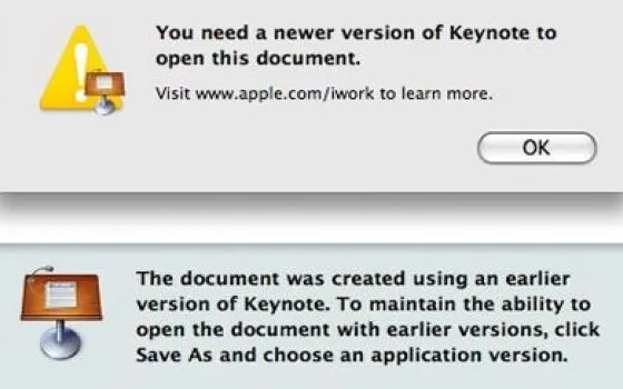 Problemi di compatibilità per iWork'09/08