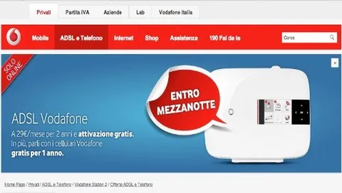 ADSL Vodafone: 29 euro al mese per due anni e parli con i cellulari Vodafone gratis per un anno