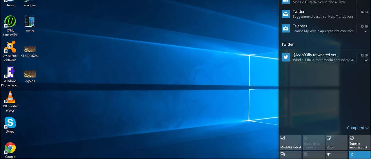 Windows 10, configurare le Quick Actions