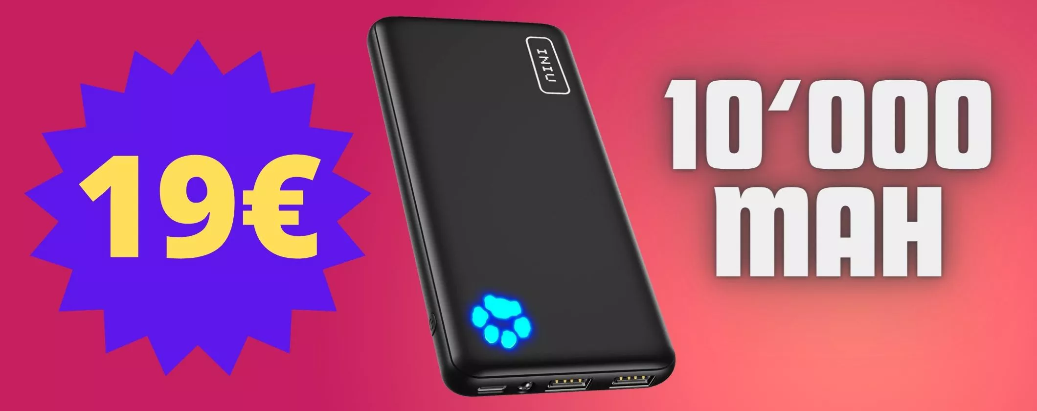 Power bank in offerta a 19 EURO: 10000 mAH e ricarica rapida