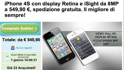 Groupon: Apple iPhone 4S 16 GB a 549,90 euro