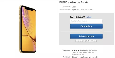 eBay, iPhone con Fortnite preinstallato a prezzi da capogiro