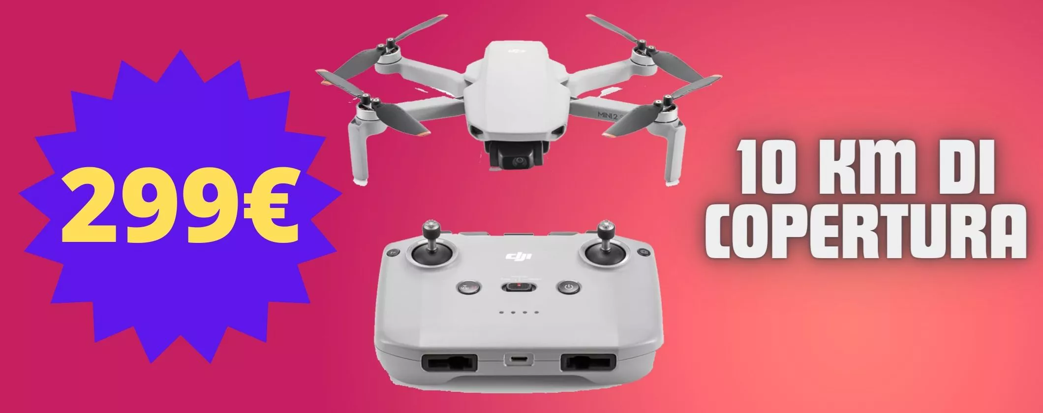 Riprese SPAZIALI con drone DJI Mini 2 SE: vola a 279€ su Amazon
