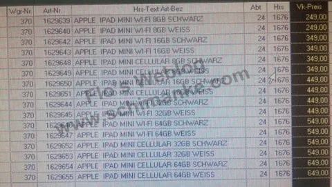 iPad Mini, trapelano i prezzi: si parte da 249 euro