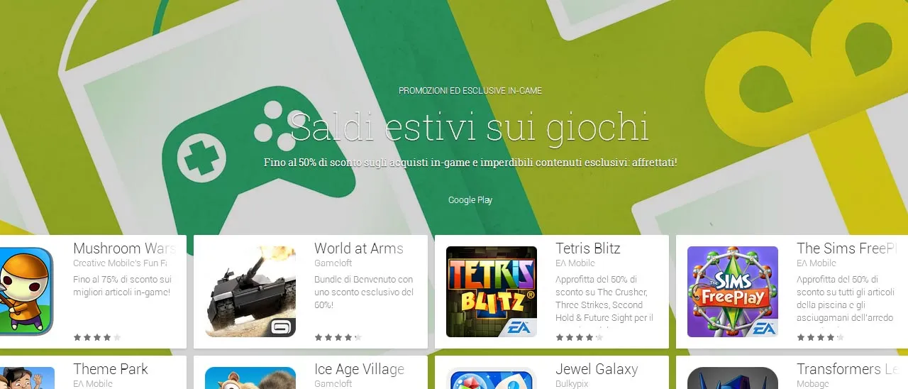 Saldi estivi su Google Play