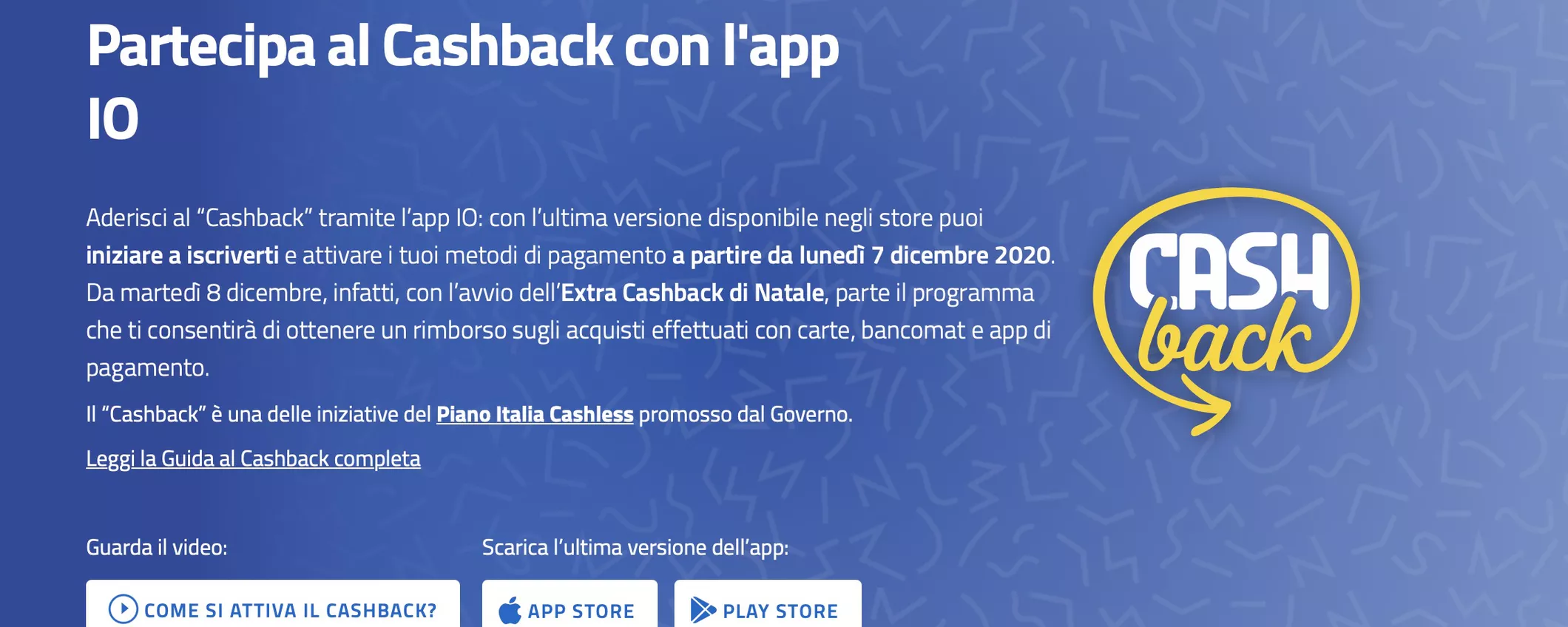 CashBack di Natale 2020: Aggiungere una carta sull'app IO