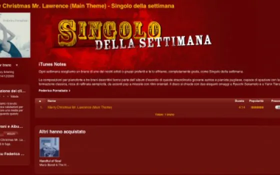 Il singolo della settimana su iTunes: 