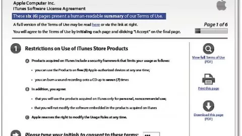 I termini dell'accordo di iTunes in 6 (comprensibili) slide