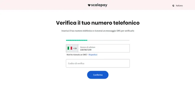Registrarsi sul sito Scalapay