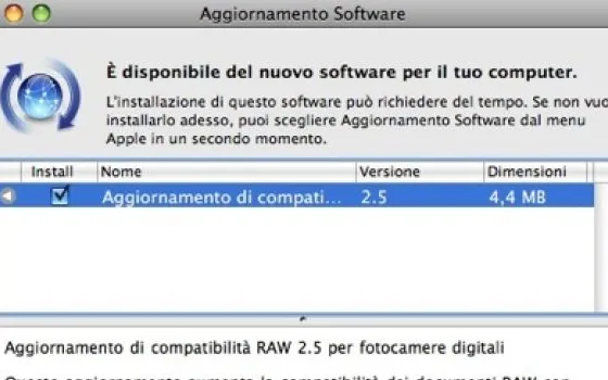 Aggiornamento di compatibilità RAW 2.5 per fotocamere digitali