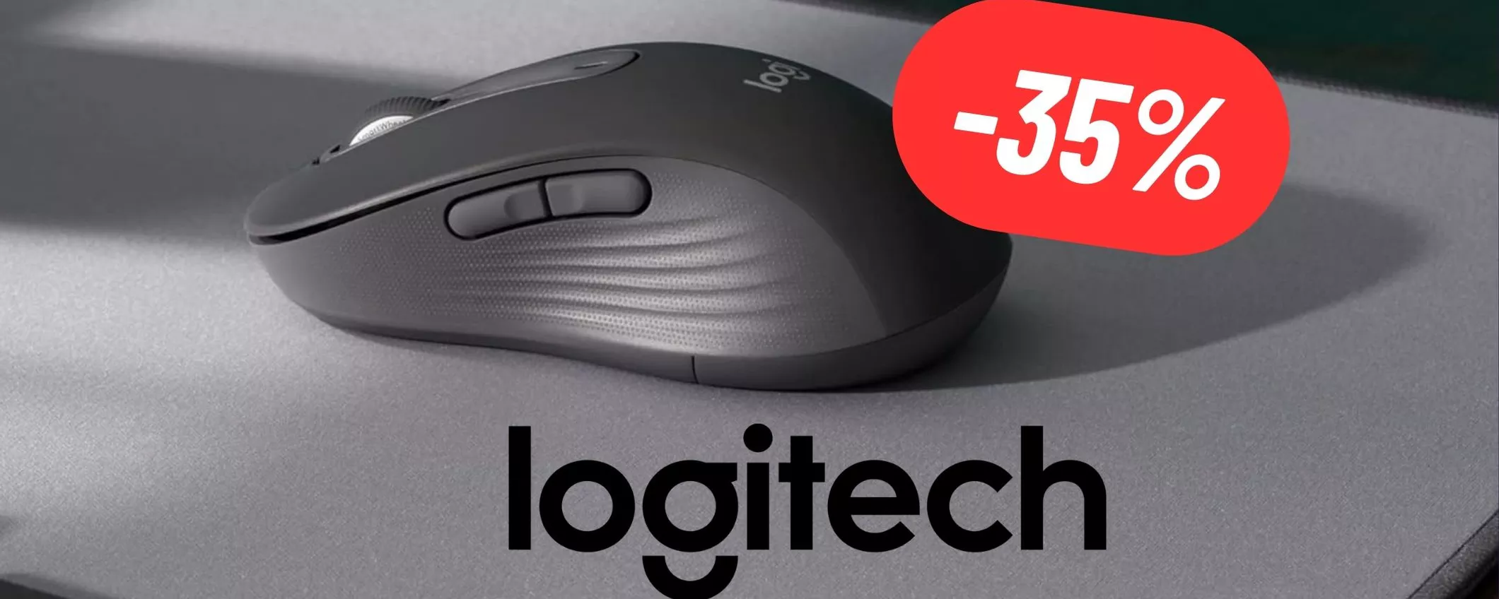 Mouse Logitech wireless elegantissimo, perfetto per uso ufficio al 35% di sconto