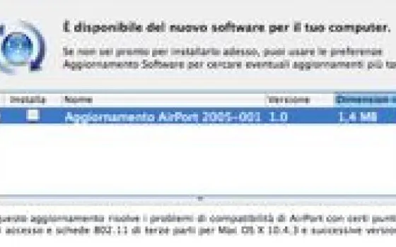 Aggiornamento Airport per Mac OS X (10.4.3)