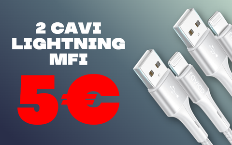 Cavi Lightning MFi: acquistane due a 5€ con l'OFFERTA LAMPO Amazon!