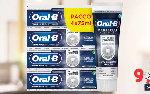 Dentifricio Oral-B Pro-Expert: il pacco da 4 è a meno di 10 euro su Amazon, SCONTO A TEMPO imperdibile