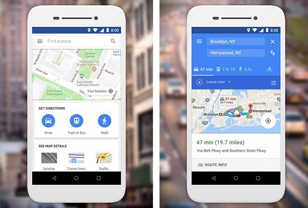 Screenshot per l'applicazione Google Maps Go in esecuzione su smartphone Android