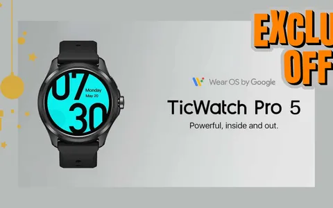 Smartwatch Ticwatch Pro 5: oggi risparmi 150€ con il doppio sconto amazon