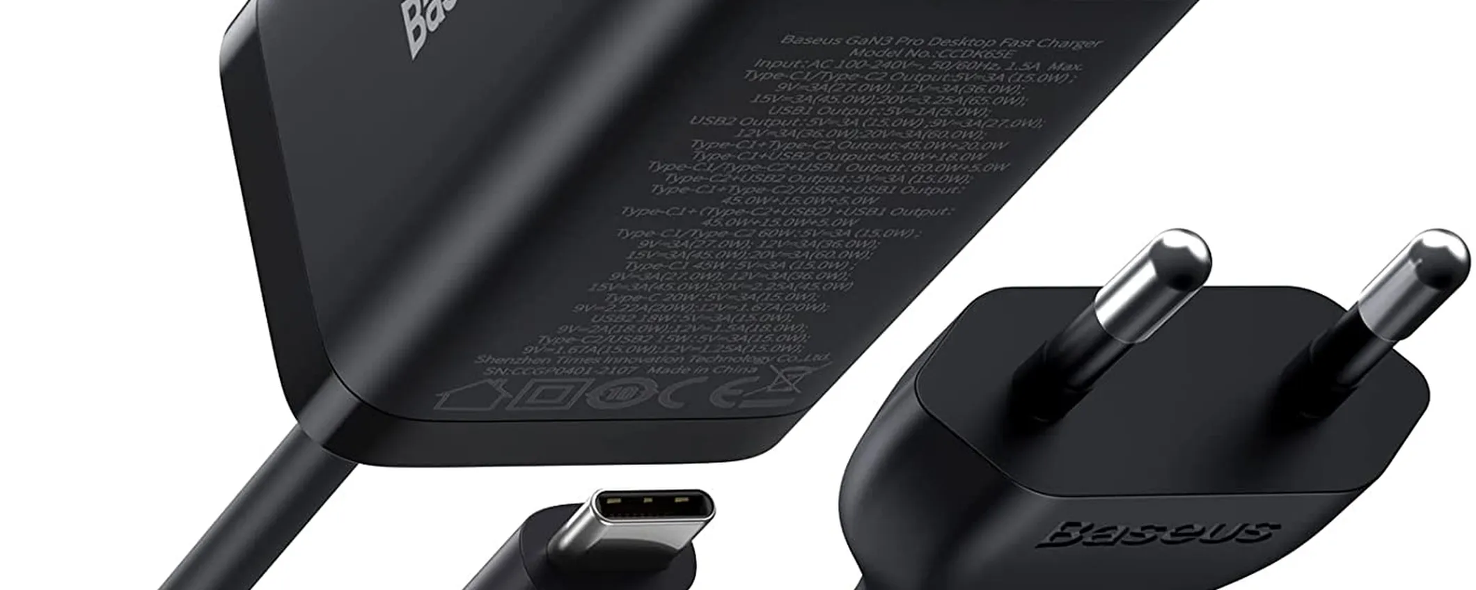 Baseus Caricatore USB-C 65W GaN con spina italiana in sconto